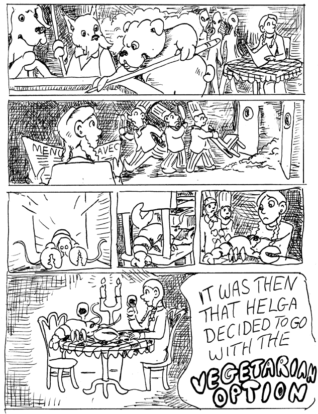 For Last night's dune I did a comic page where the vegetarian option was really the only option.