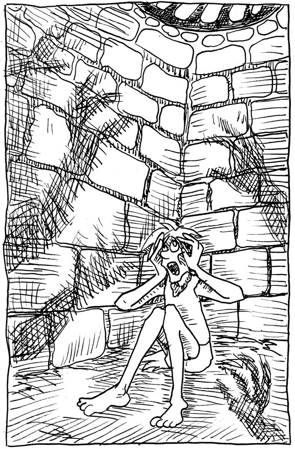 wpmorse - inktober - frail - dungeon - oubliette - pen and ink - halloween - illustration - scream