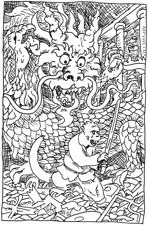 wpmorse dragon king journey to the west monkey "sun wukong" "sun goku" "Son Oh Gong" illustration pen and ink inktober 2019 