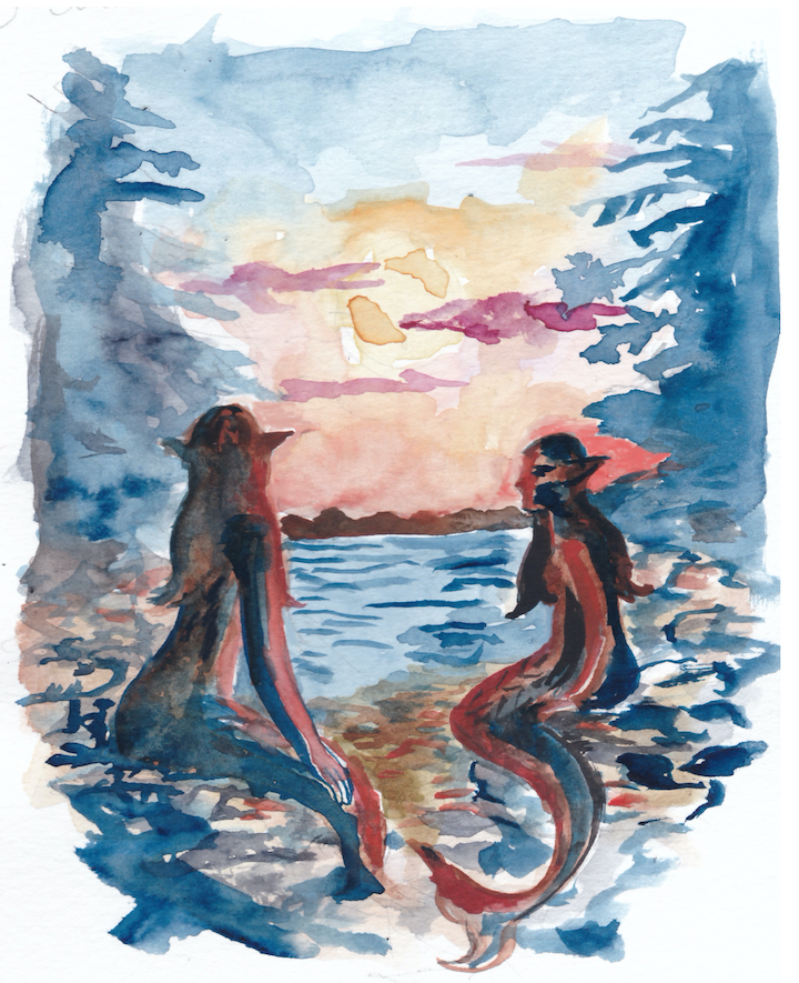On the third day of the Mermay challenge, two mermaids watch the sunset.
wpmorse watercolor