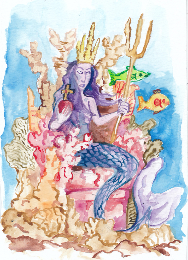 The prompt for today's Mermay picture is Royalty.
wpmorse throne mermaids illustration watercolor