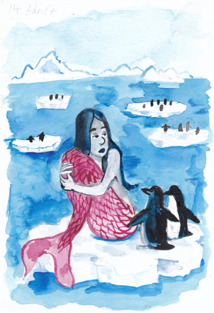For this Mermay's prompt, the unlucky mermaid continues her exile adrift on an iceflow.
wpmorse watercolor illustration