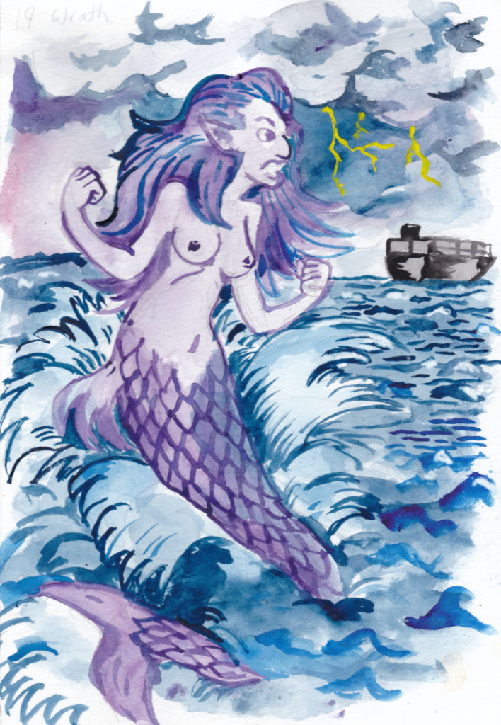 For today's Mermay, the wrath of the mermaid brings fourth the storm.
wpmorse illustration watercolor