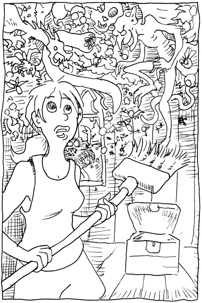 In today's Inktober drawing, Pandora struggles to fend off the creatures she released from the box, unaware that hope remains.
illustration, wpmorse,pen and ink, sketch challenge, greek mythology