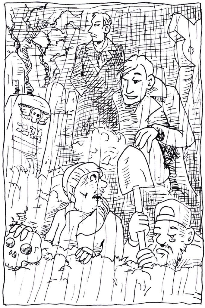 In today's Inktober drawing, Hamlet pauses to watch two gravediggers dig a grave.
sketch challenge, Shakespeare, wpmorse 