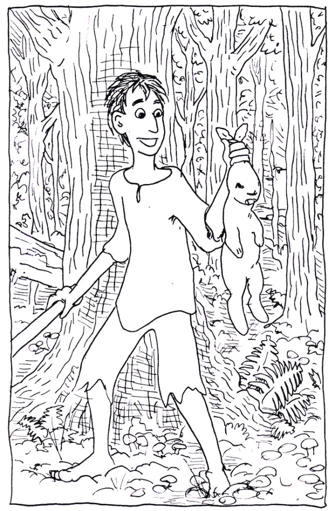 In today's Clash of Kings Illustration, Arya catches a rabbit.
pen and ink wpmorse stark forest a song of ice and fire.