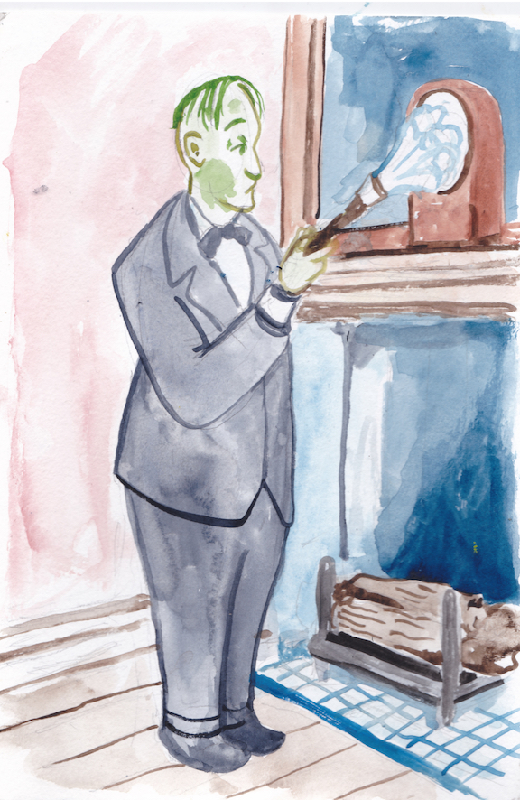 Addams Family Lurch Fanart Butler Haunted House Charles Addams wpmorse watercolor dusting 