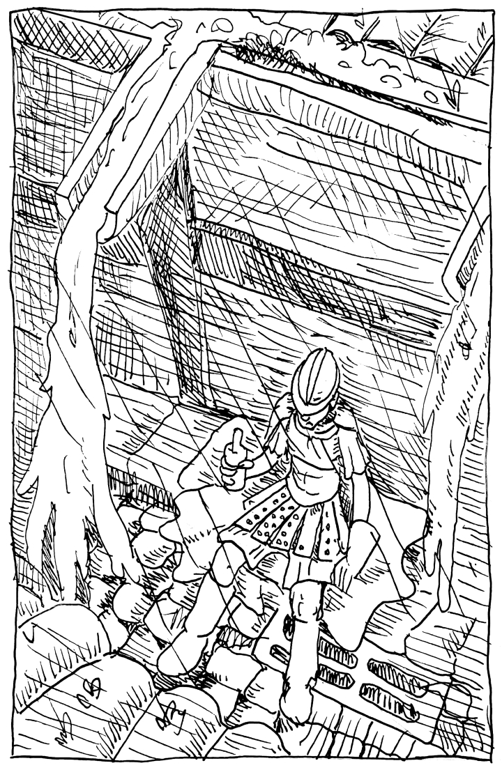 Pen and Ink, Illustration discworld Samuel Vimes, ankh morpork