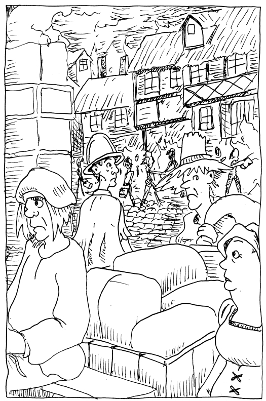 Discworld samuel vimes ankh morpork city fire illustration pen and ink