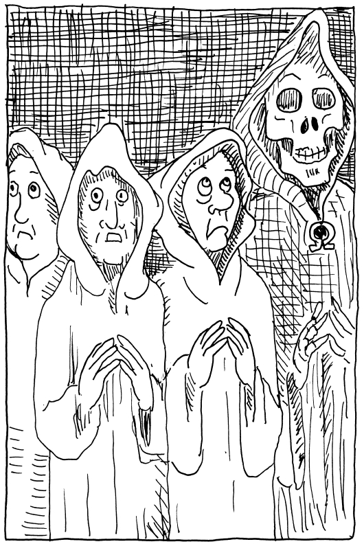 Discworld illustration elucidated brethren robes Death pen and ink something