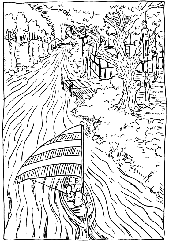 asoiaf a song of ice and fire illustration storm of swords skiff river hanging pen and ink