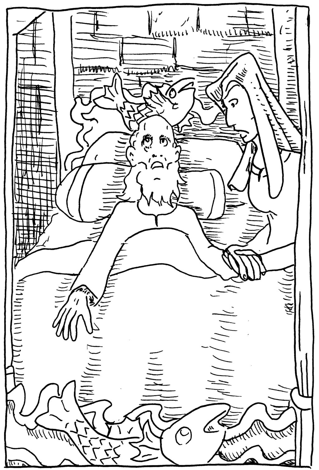 asoiaf a song of ice and fire storm of swords illustration pen and ink Hoster Tully Catelyn Stark death bed wpmorse