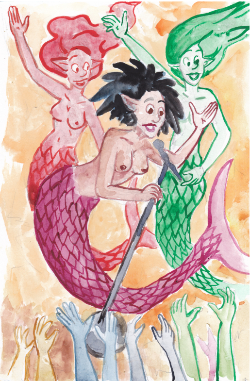 Watercolor, Mermay 2022, illustration, mermaids, superstar, singing, performers, show