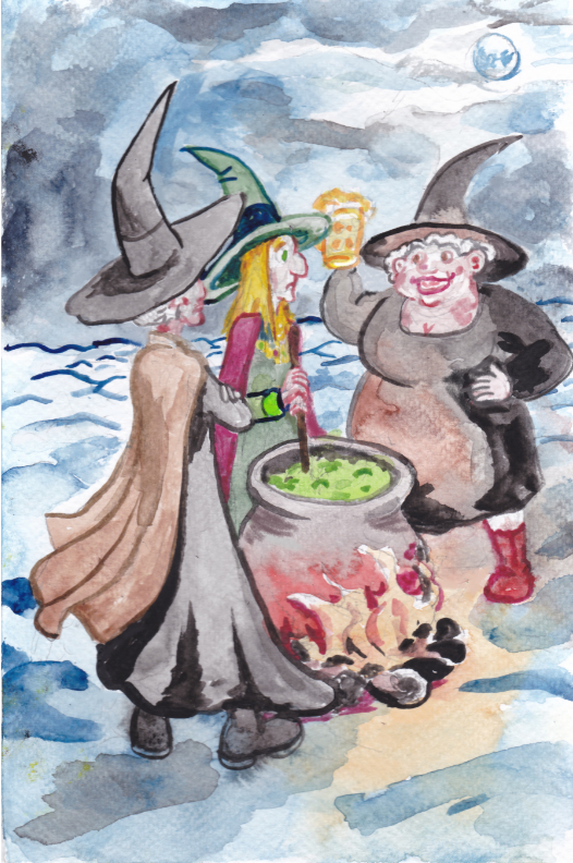 Halloween sketch challenge cauldron witches discworld Granny Esmerelda weatherwax nanny githa ogg magrat garlick blasted heath cauldron night