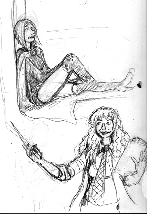 Sketch of Raven and Hermione Granger at the Emerald City Comicon - wpmorse
