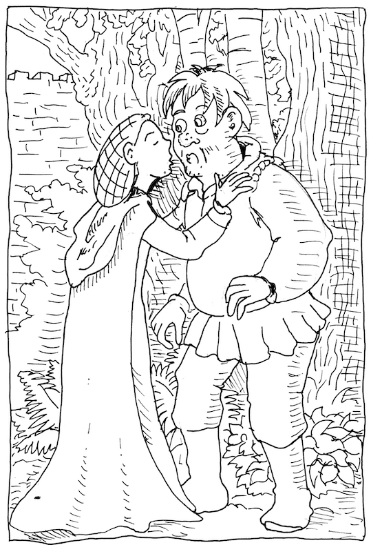 In today's Clash of Kings illustration Sansa finds hope in her Florian. kiss jester godswood