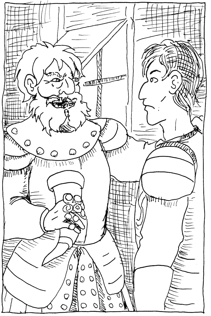 In today's a Clash of Kings illustration Theon sweet talks Dagmar Cleftjaw into helping him.