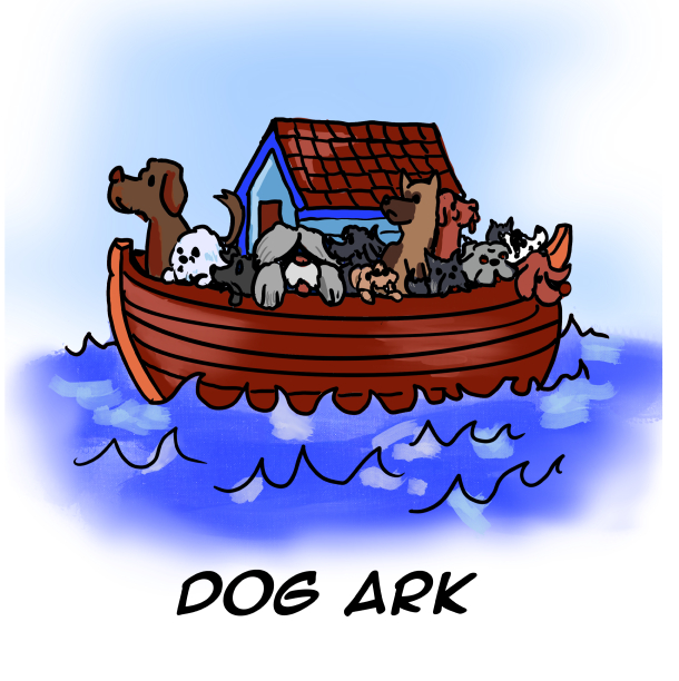 Feast your eyes on the dog ark. A cartoon inspired by typos and autocorrect. cartoon visual pun