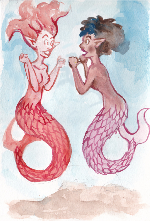 mermay, mermaids watercolor, teenagers, girls excited, excitement, vivian,jennifer