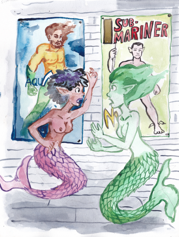 Mermaids, fangirls mermay watercolor posters aquaman namor sub-mariner argument husbando clubhouse Jennifer june