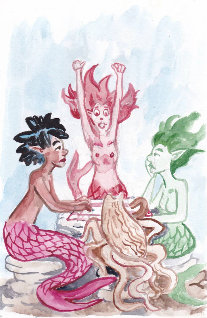 mermay mermaids watercolor competitive monopoly games octopus illustration