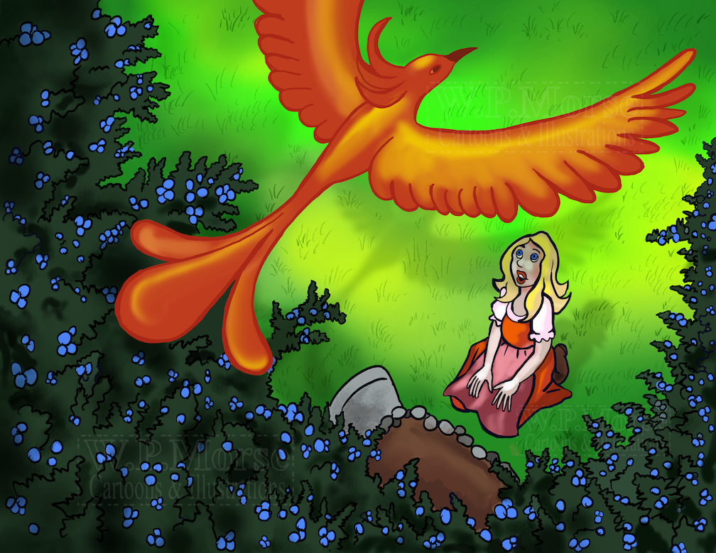 Brothers Grimm fairy tales bird girl sister juniper tree grave illustration wpmorse