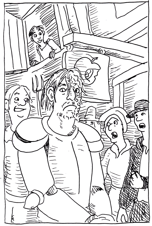 asoiaf a song of ice and fire storm of swords illustration pen and ink stoney sept arya stark mad huntsman peach inn sandor clegane crowd