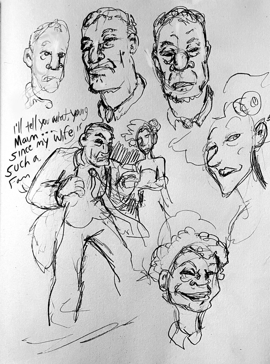 sketching character design hades hadestown thumbnails storyboards persephone hermes greek mythology