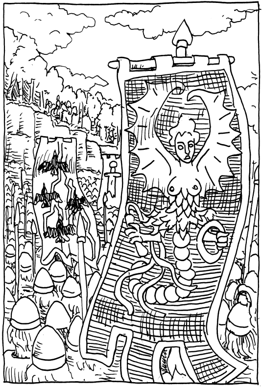 asoiaf a song of ice and fire storm of swords pen and ink illustration bluff stormcrows junkai banners harpy army