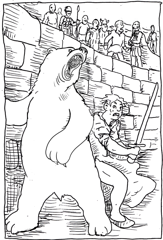 asoiaf a song of ice and fire storm of swords illustration pen and ink bear bearbaiting brienne of tarth jamie lannister bearpit vargo hoat bloody mummers brave companions