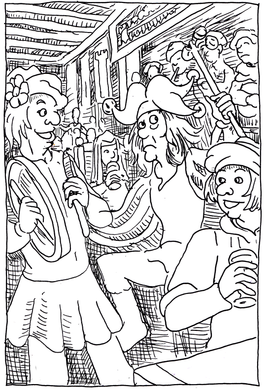 asoiaf a song of ice and fire illustration pen and ink storm of swords catelyn tully red wedding musicians drums party