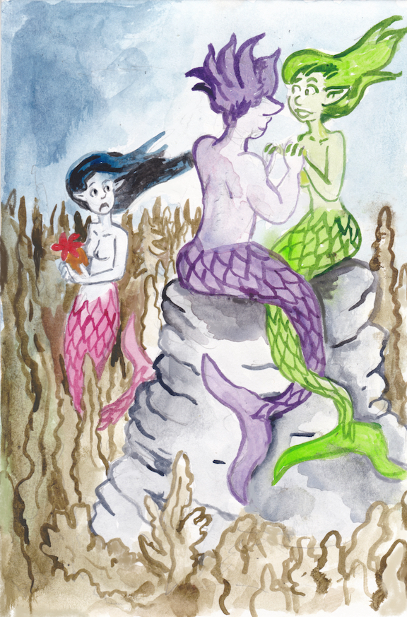 mermay, mermaids heartbreak romance watercolor illustration