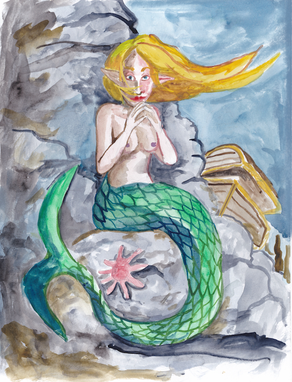 Mermaid mermay 2023 villain watercolor illustration