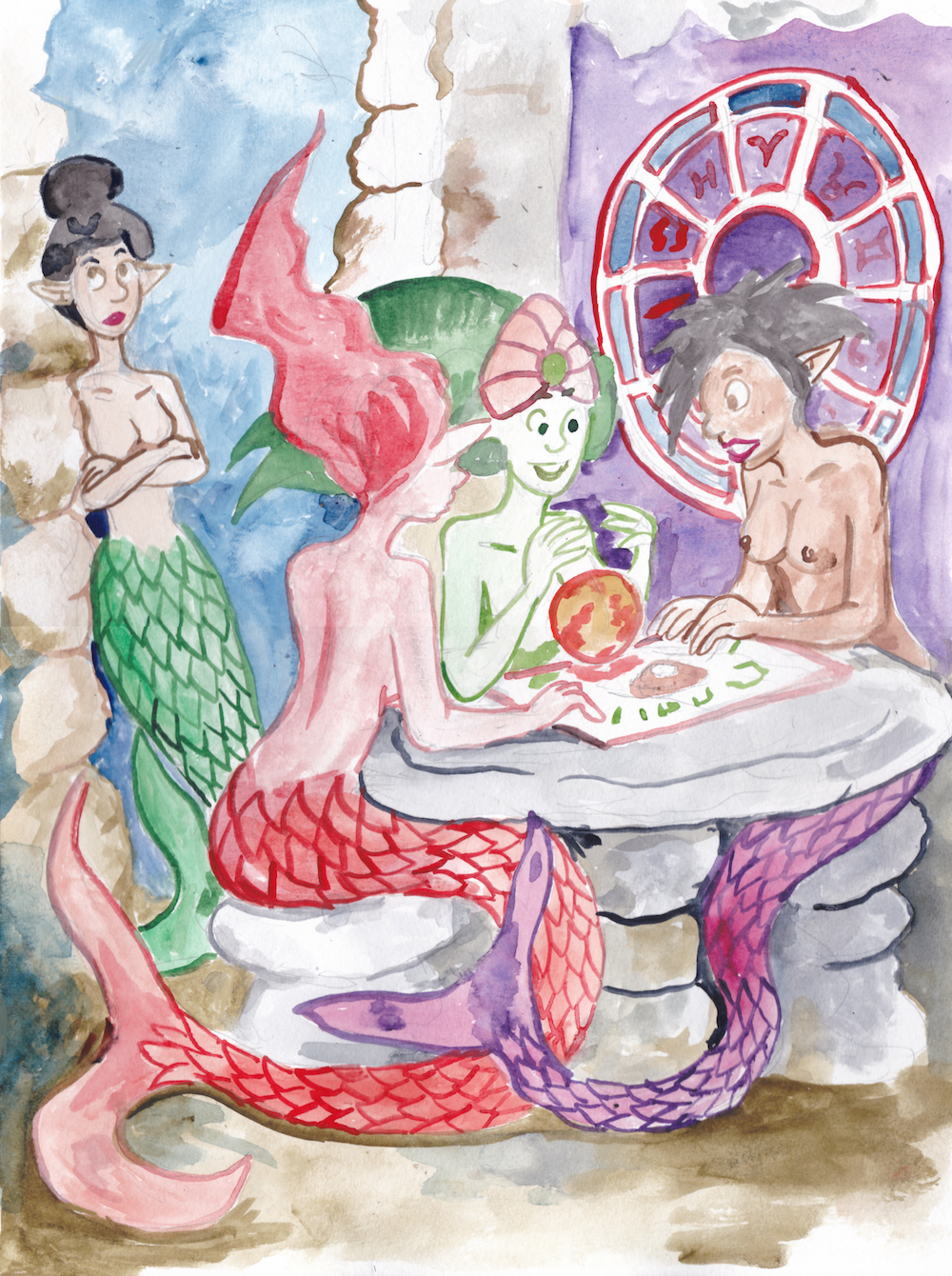 mermay 2023 mermaids fortune telling zodiac watercolor illustration