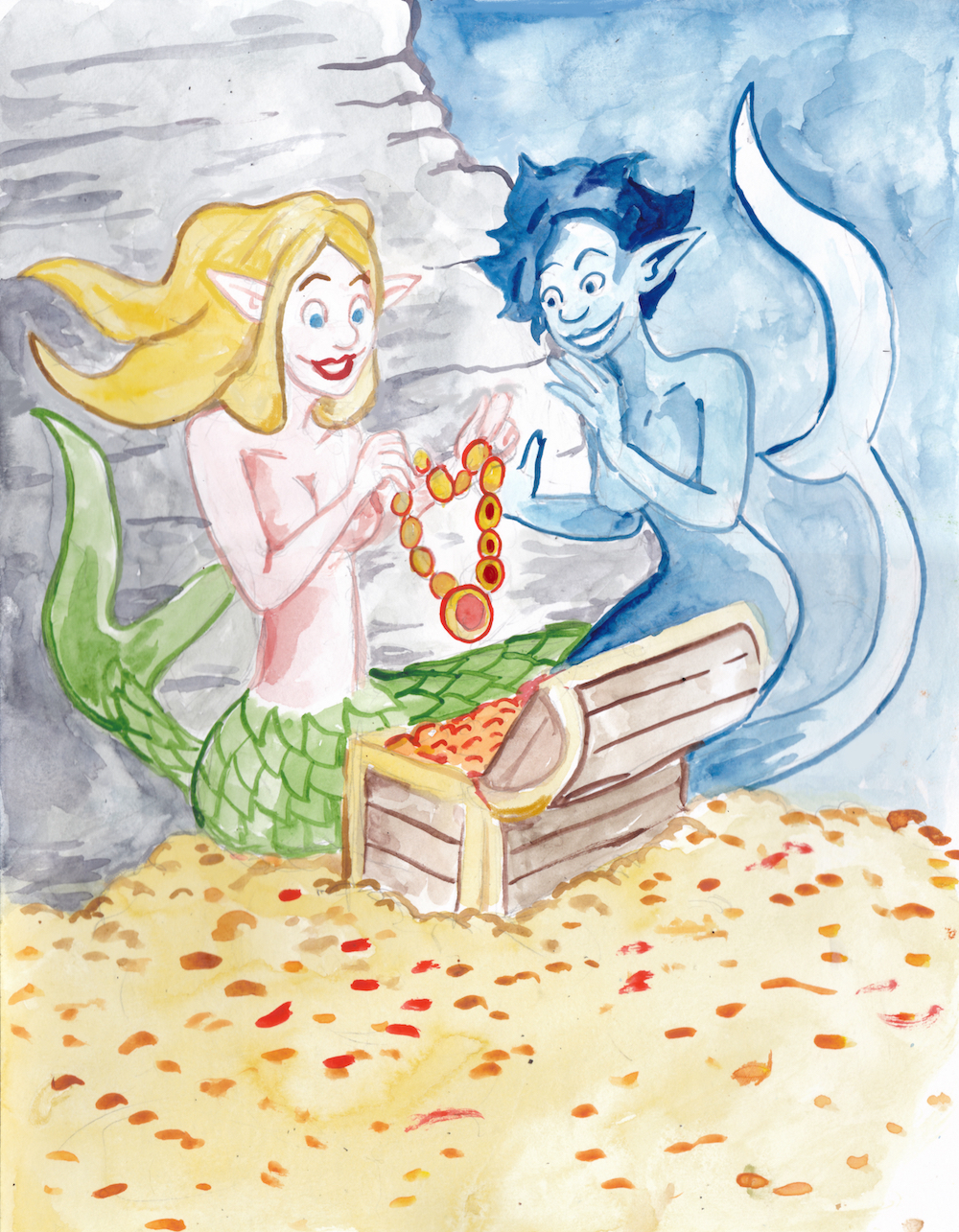 mermay 2023 jewel treasure watercolor friends mermaids illustration