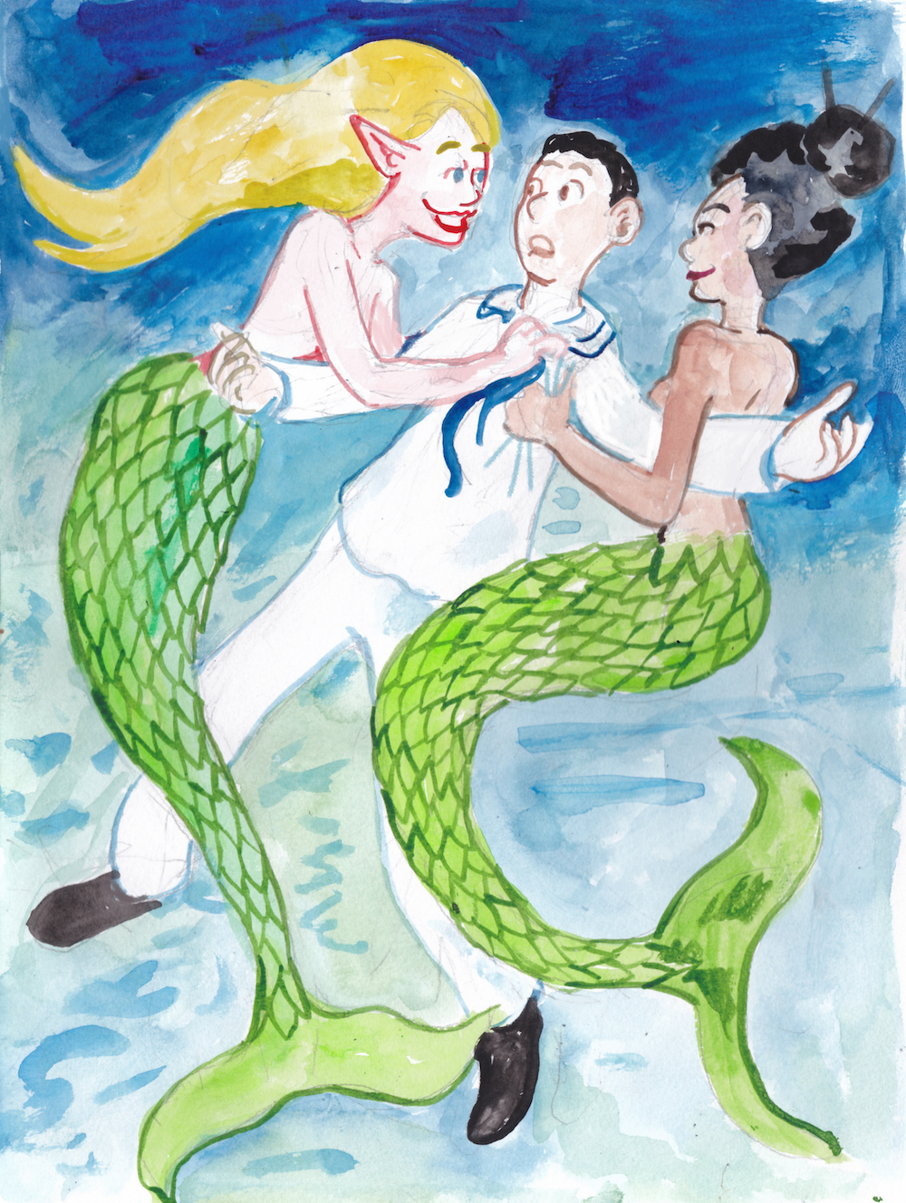 mermay 2023 mermaids sailor watercolor illustration