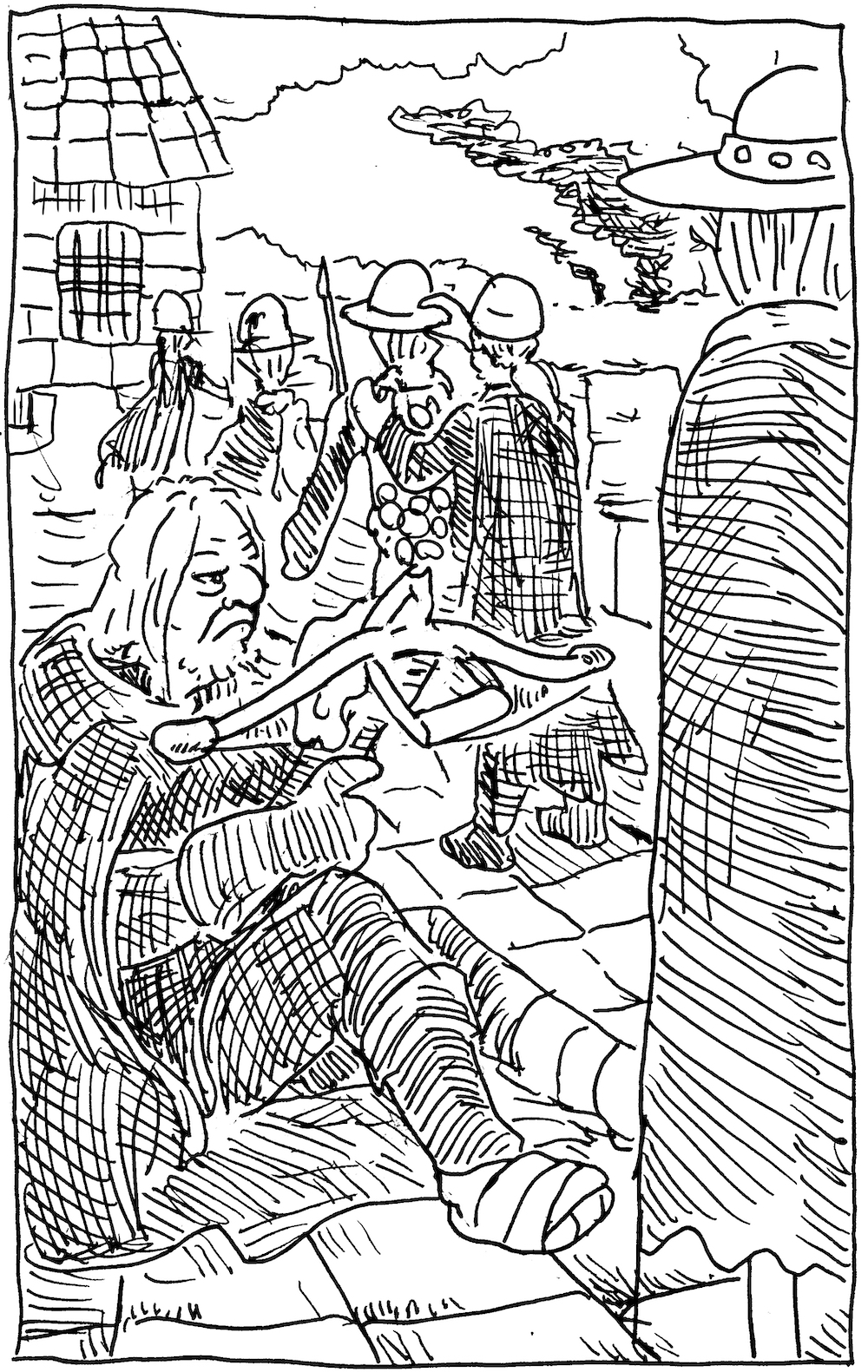 asoiaf a song of ice and fire a storm of swords illustration pen and ink castle black tower crossbow scarecrows deaf dick follard satin