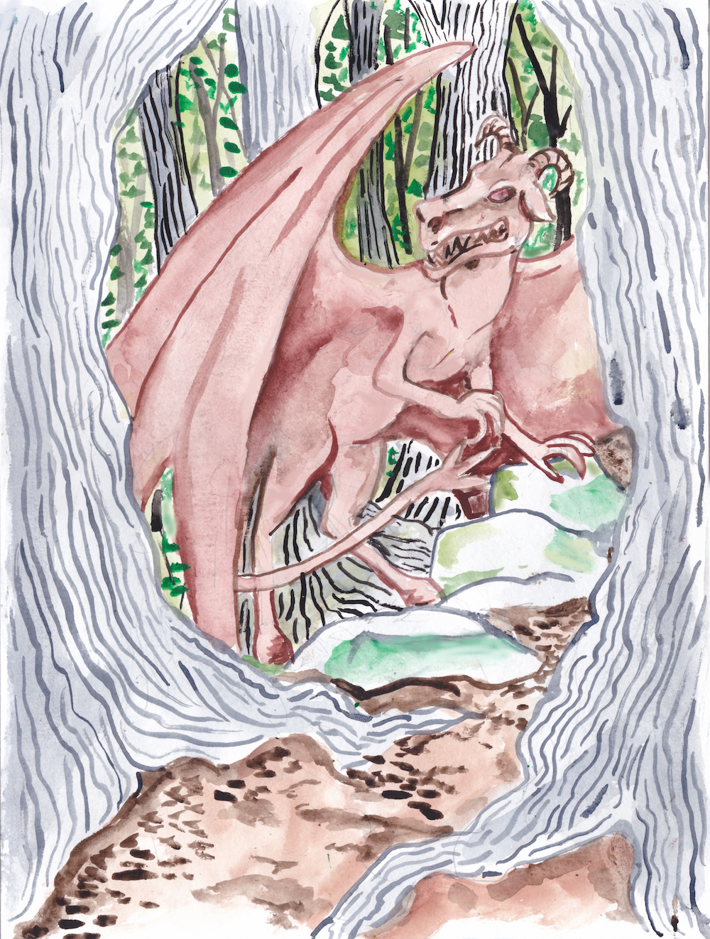 halloween jersey devil forest cryptid trees watercolor illustration