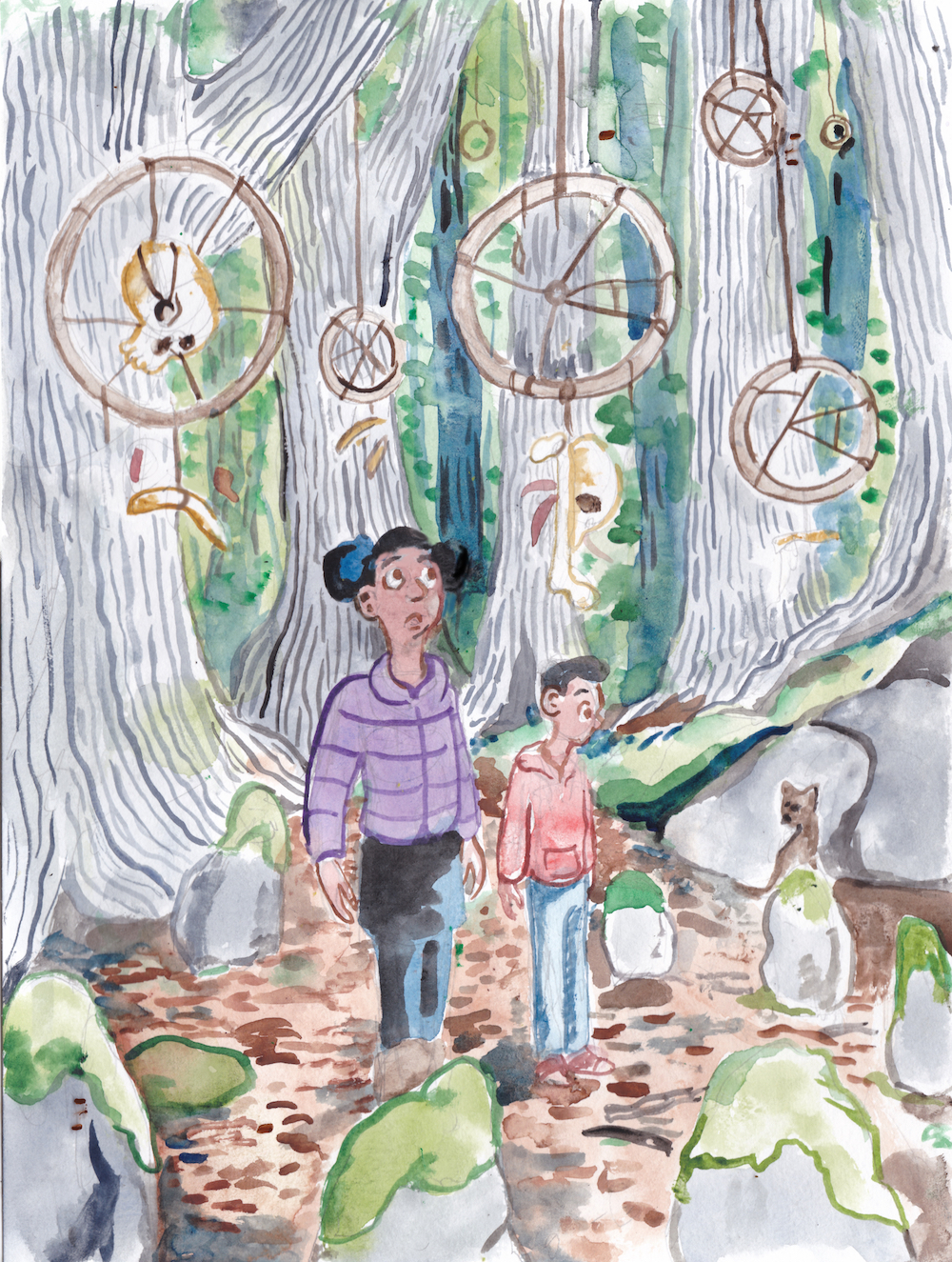 everwood forest trees circles dreamcatchers martin children trees wards watercolor illustration