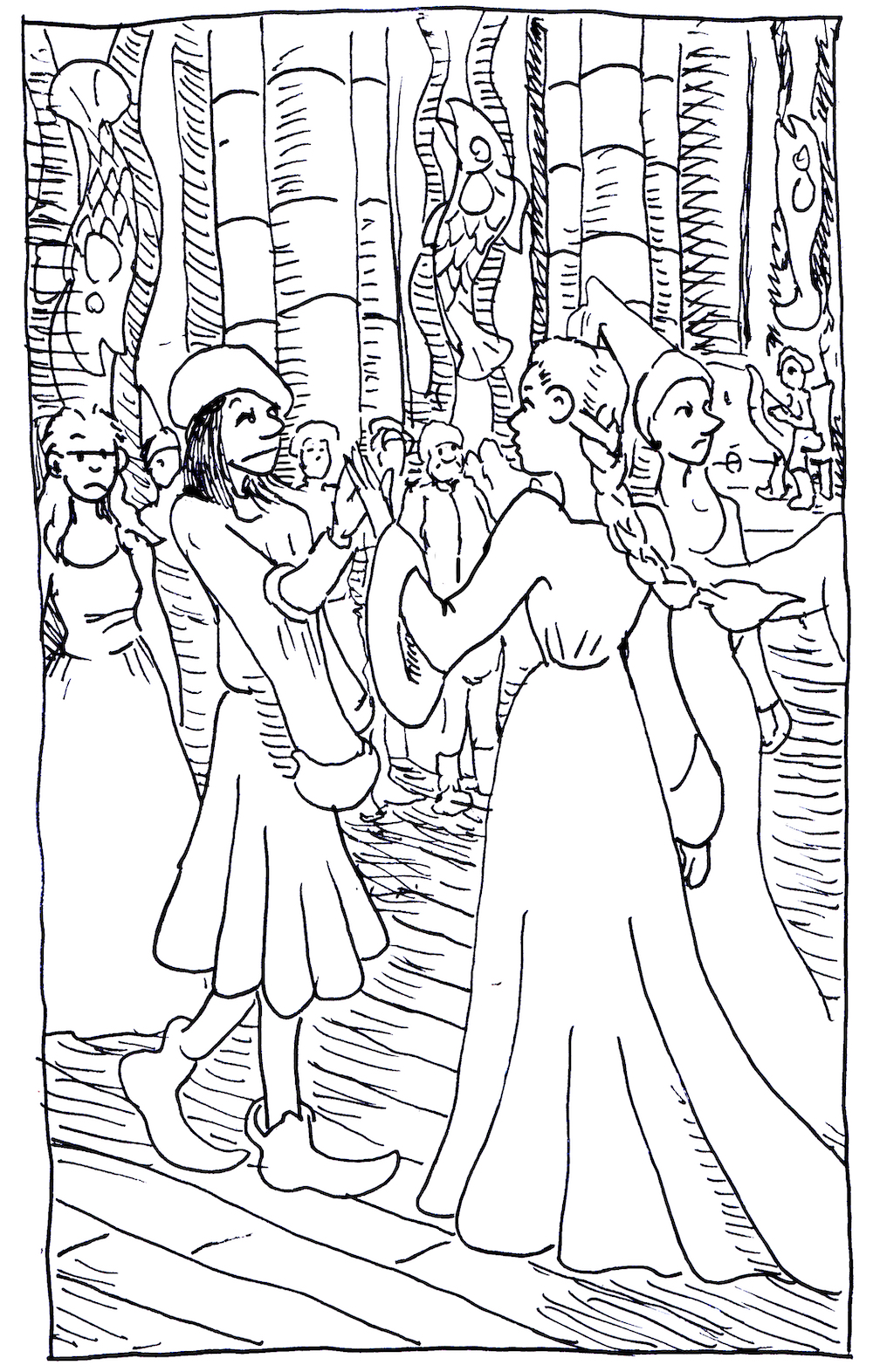asoiaf a storm of ice and fire storm of swords pen and ink illustration petyr baelish littlefinger lysa catelyn baelish riverrun dance