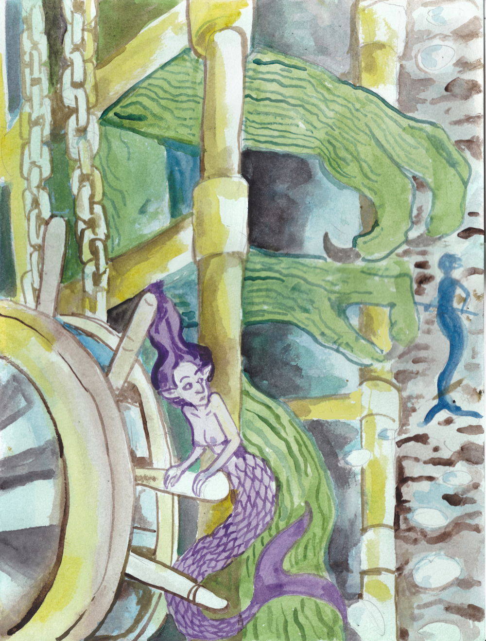 mermay 2024 mermaid cage kaiju monster watercolor