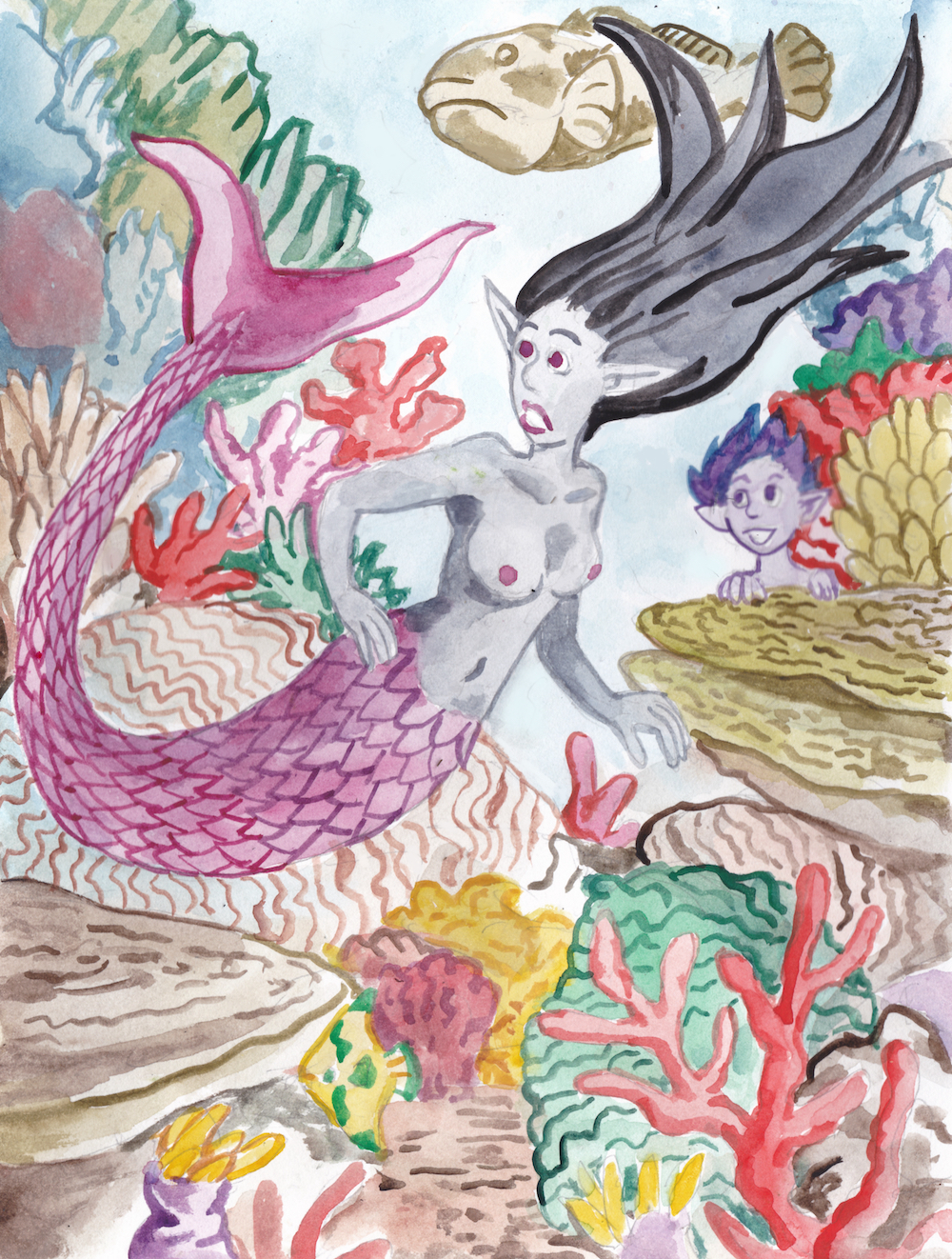 Mermay 2024 mermaids hide and seek coral sisters illustration watercolor