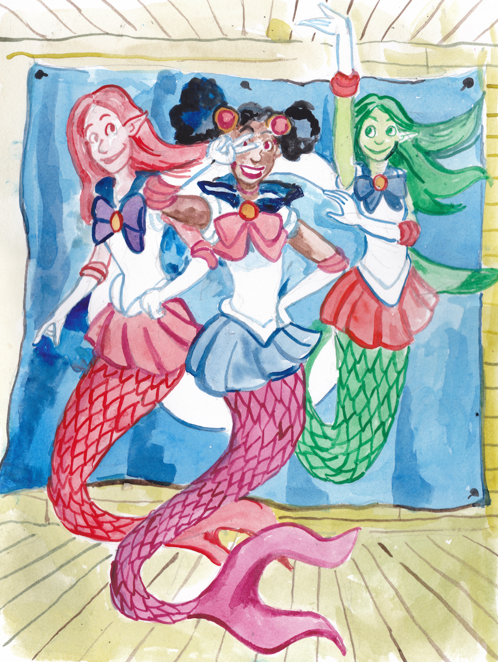 mermay 2024 mermaids cosplay anime sailor moon illustration watercolor