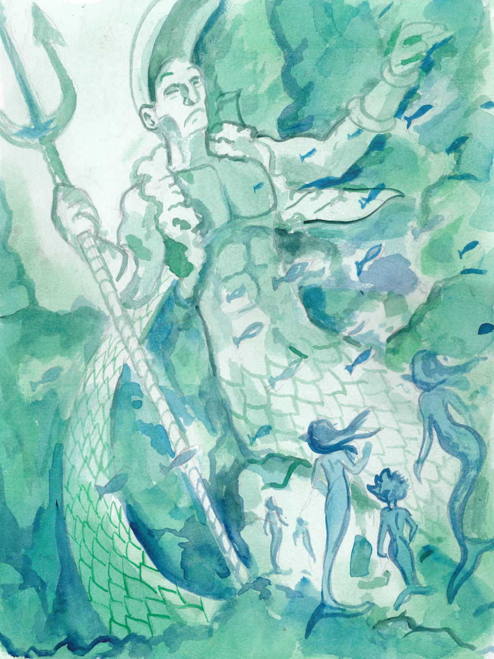 mermay 2024 mermaids statue honor watercolor illustration